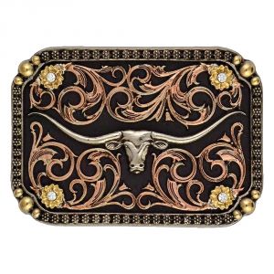 Montana Silversmiths Tri-Color Longhorn Traditional Attitude Buckle (A409T)